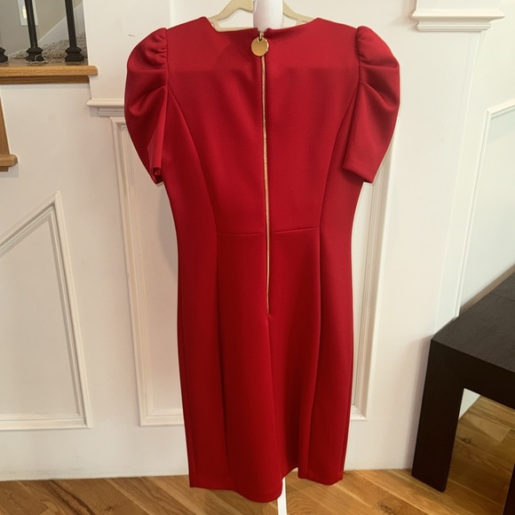 Red Calvin Klein dress with puff sleeves - Picture 6 of 7